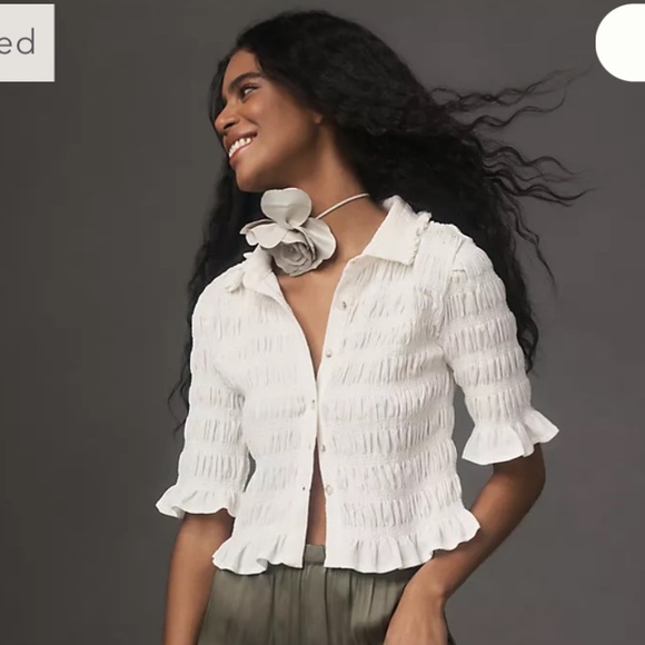 Maeve Tops - Maeve smocked button down blouse ivory size Ds